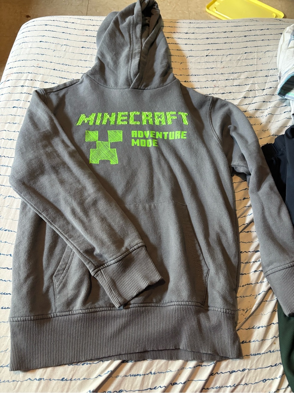 Minecraft Gray Hoodie with Neon Green Logo